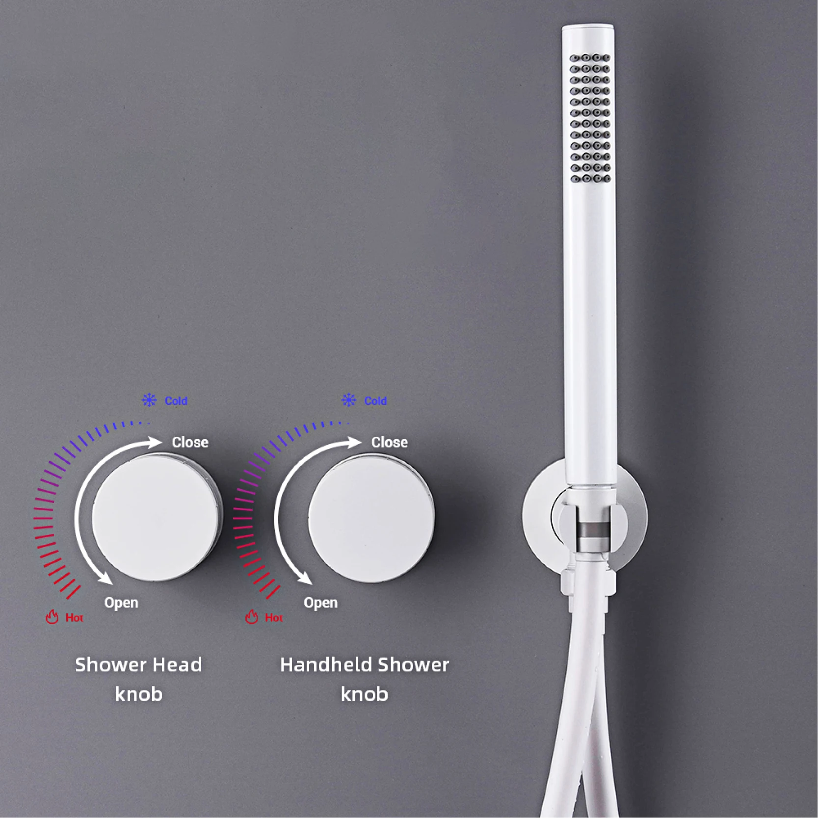 Luxury gun gray brass bathroom shower system concealed design dual handle cold and hot dual control dual function Shower Set 5