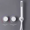 Luxury gun gray brass bathroom shower system concealed design dual handle cold and hot dual control dual function Shower Set 5