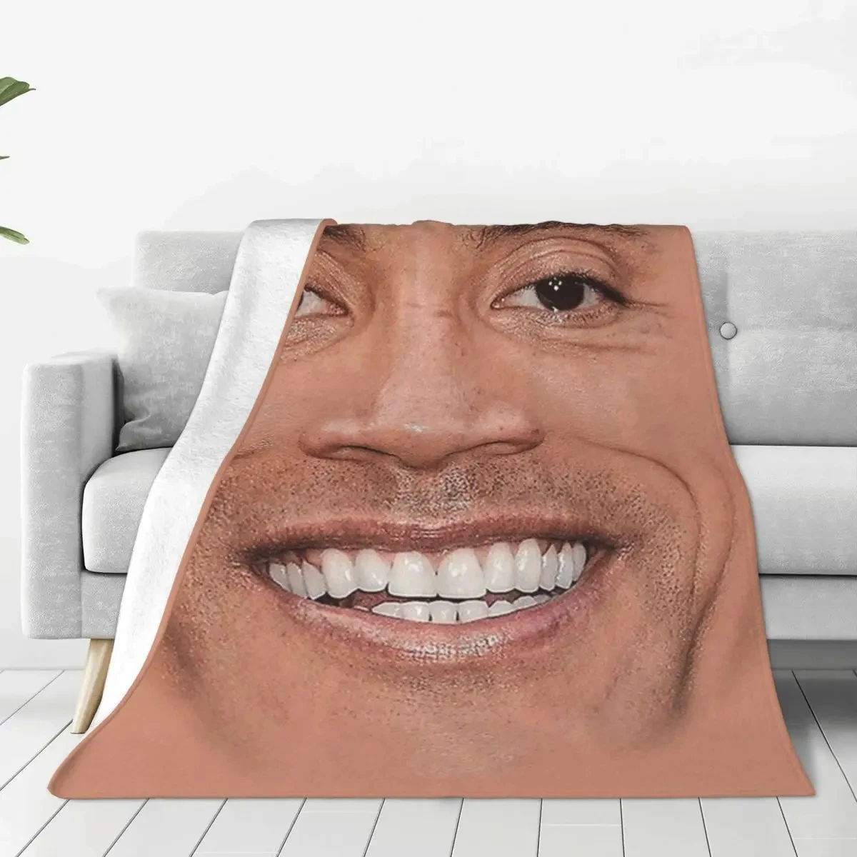 

The Rock Face Velvet Throw Blanket Dwayne American Actor Johnson Blanket for Bed Travel Super Warm Bedroom Quilt