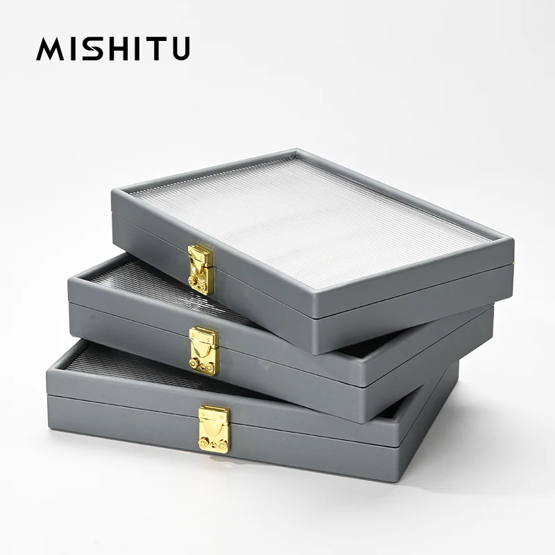 MISHITU 고급 쥬얼리 상자, PU 가죽 상점 전시 귀걸이 팔찌 목걸이 반지 상자, 쥬얼리 보관 전시 쥬얼리 상자