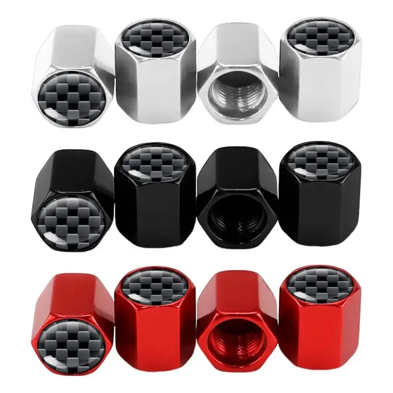 

4pcs Aluminum Alloy Tire Valve Caps Metal Rubber Seal Tire Valve Stem Caps Dust Proof Covers Universal Fit For Cars Motorcycles