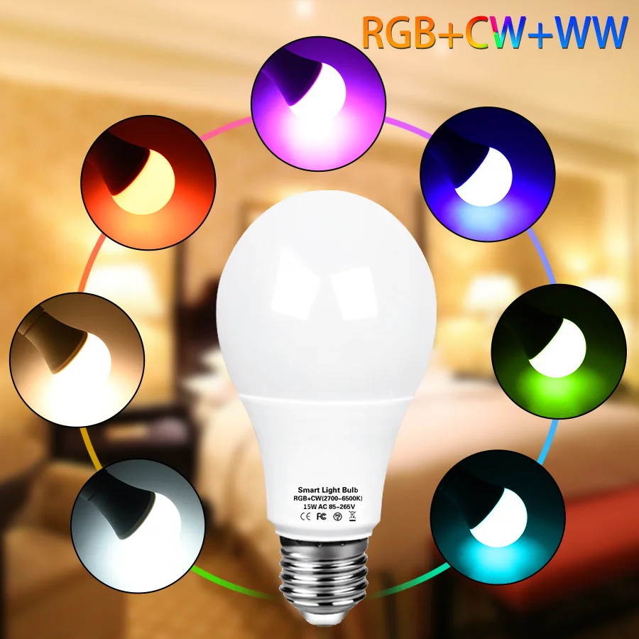 Alice Smart Light Bulb Led Bulb E27 Smart Lamp Home 15W Wifi RGB Alexa Tuya Yandex Station Voice Control Dimmable 220V 110V smart led light bulb