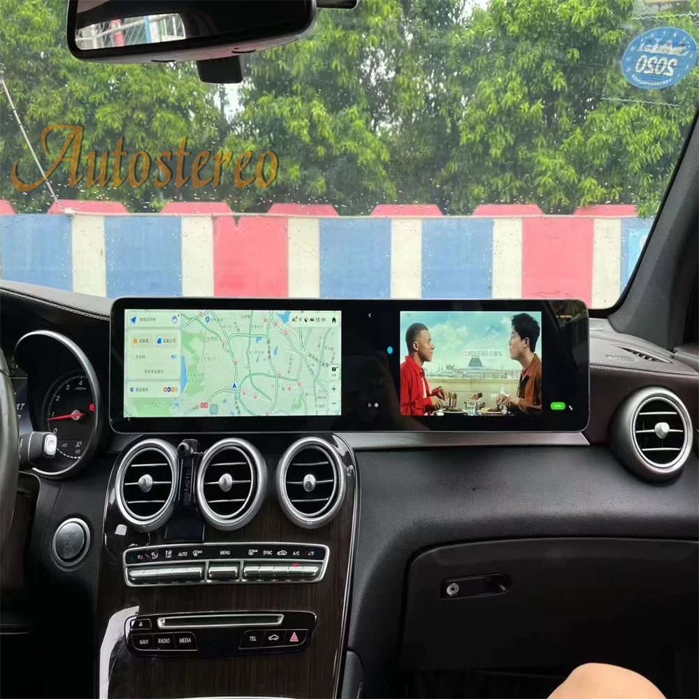 Dual Screen 24 Android 13 Carplay For Mercedes Benz C W205 GLC X253 2015-2019 Ca