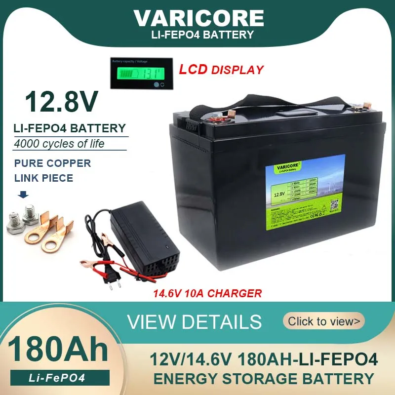 

Аккумулятор LiFePO4 12,8 В, 14,6 а/ч, 12 В, аналогичный литиевому аккумулятору со светодиодным дисплеем для кемпера, гольф-мобиля, внедорожника, солнечной энергии, зарядное устройство в