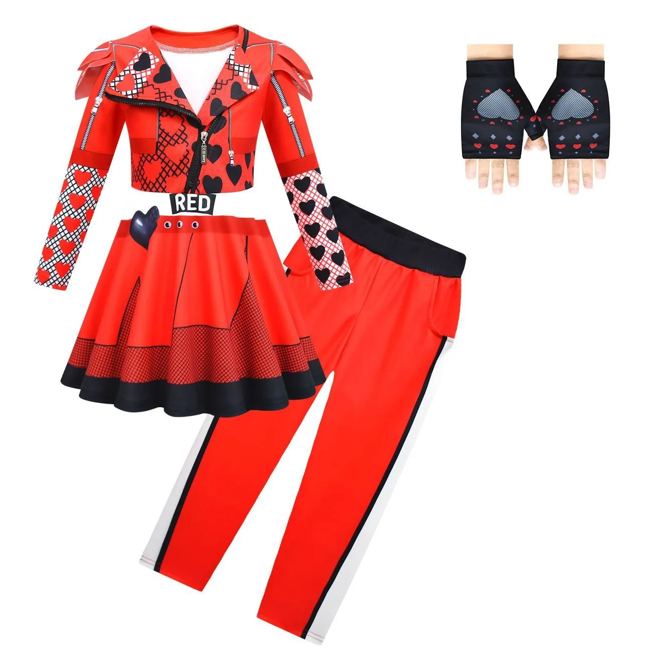 thumbnail image 1 of Disfraz infantil de The Rise of Red para niñas, disfraz de D-Descendants Red Cosplay, disfraz infantil de fantasía para Halloween, peluca, vestido de fiesta elegante, 1 of 5