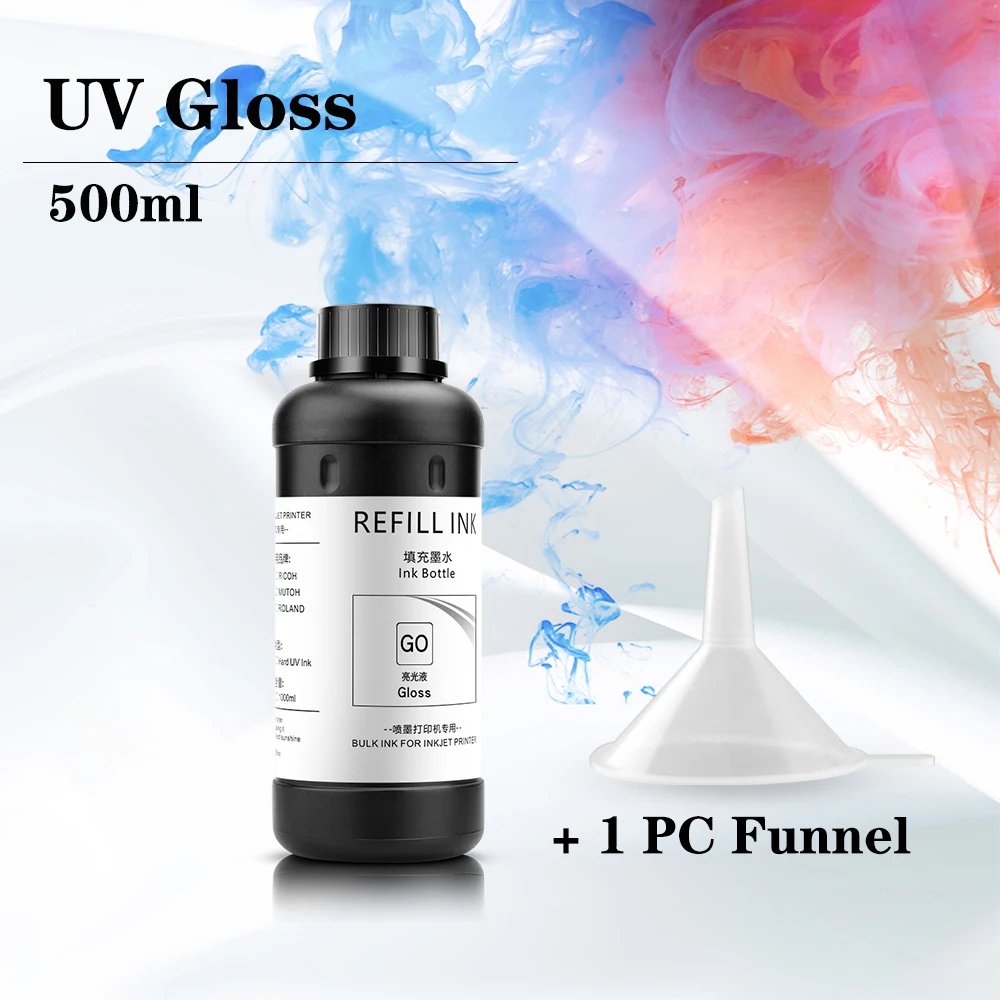 UV Gloss Ink UV Curable Varnish For Epson L800 L805 L1800 1390 1400 1430 R290 R300 DX5 DX7 Printhead 250ml 500ml 1000ml
