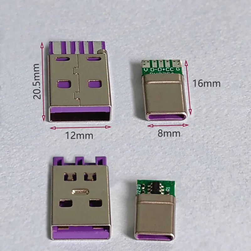 1-5세트 USB-A 남성-타입-C DIY 용접 키트 USB 고속 충전 커넥터 플러그 (휴대폰 케이블 수리용 OTG 데이터 충전 DIY 키트)