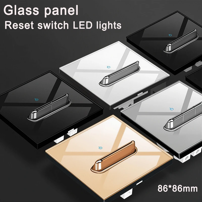 ยุโรปอังกฤษฝรั่งเศสมาตรฐานรีเซ็ตตัวเองกระจกนิรภัยแผงสวิทช์ LED Indicator1 2 3 4 GANG Wall แผง Outlets 2 ซ็อกเก็ต USB 1