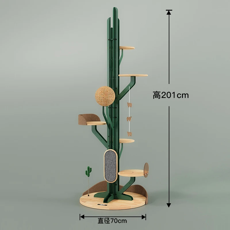 

Cactus Cat Climbing Frame Household Cat Nest Cat Tree Integrated Solid Wood Minimalistic Cat Climber