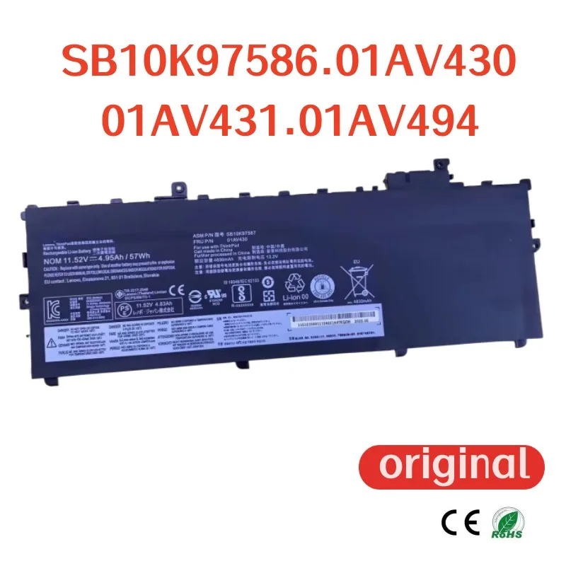 

100%original 4950mAh For Lenovo SB10K97586 SB10K97587 SB10K97588 01AV431 01AV429 01AV430 01AV494 Laptops battery