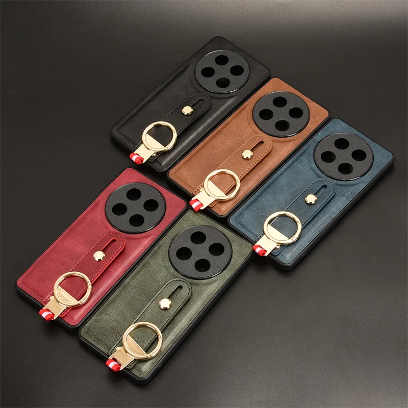 Luxury Leather Wristband Stand Case with Ring Opener