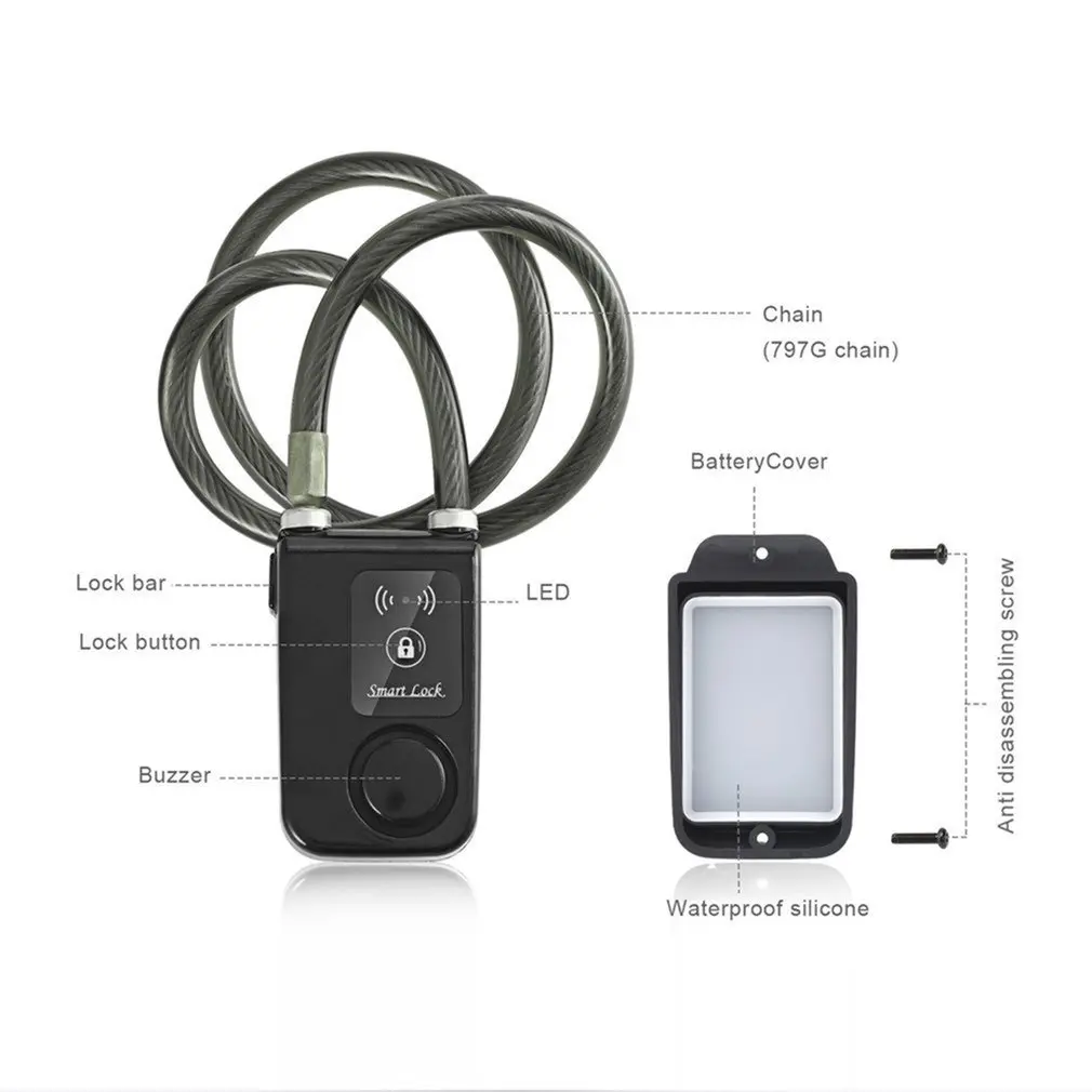 

New Smart Lock Scooter Own Electric Vehicle Anti-theft Alarm Password Lock Intelligent Wireless Keyless Glass Door Chain Lock