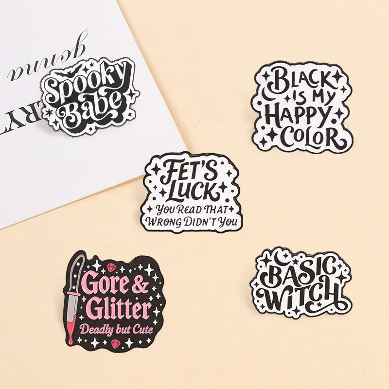 Schlechteste Hexe Emaille Pins Zitate Knopf Broschen Kragen Abzeichen Rucksack Punk Gothic schwarz Spaß Film Schmuck Geschenk für Freunde