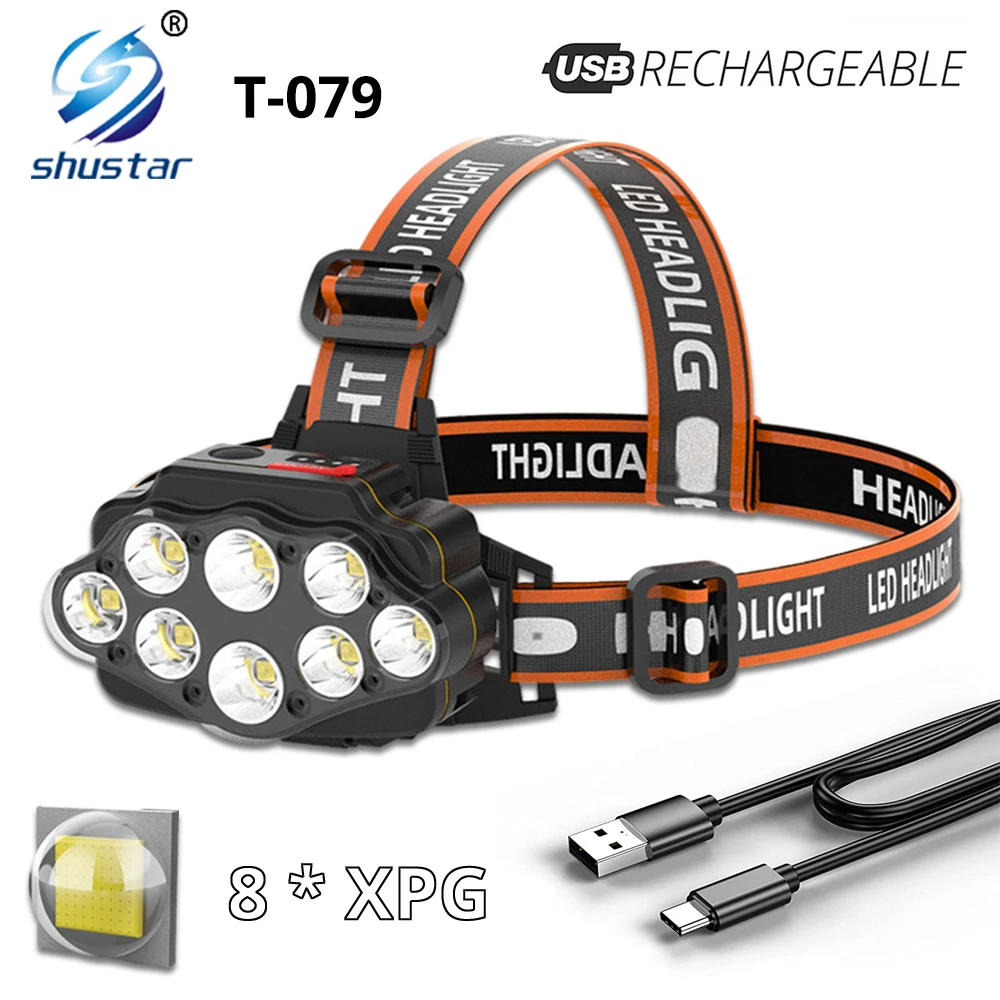 代引可】 ヘッドライト LEDヘッドランプ USB充電式 高輝度 LED 8つモード