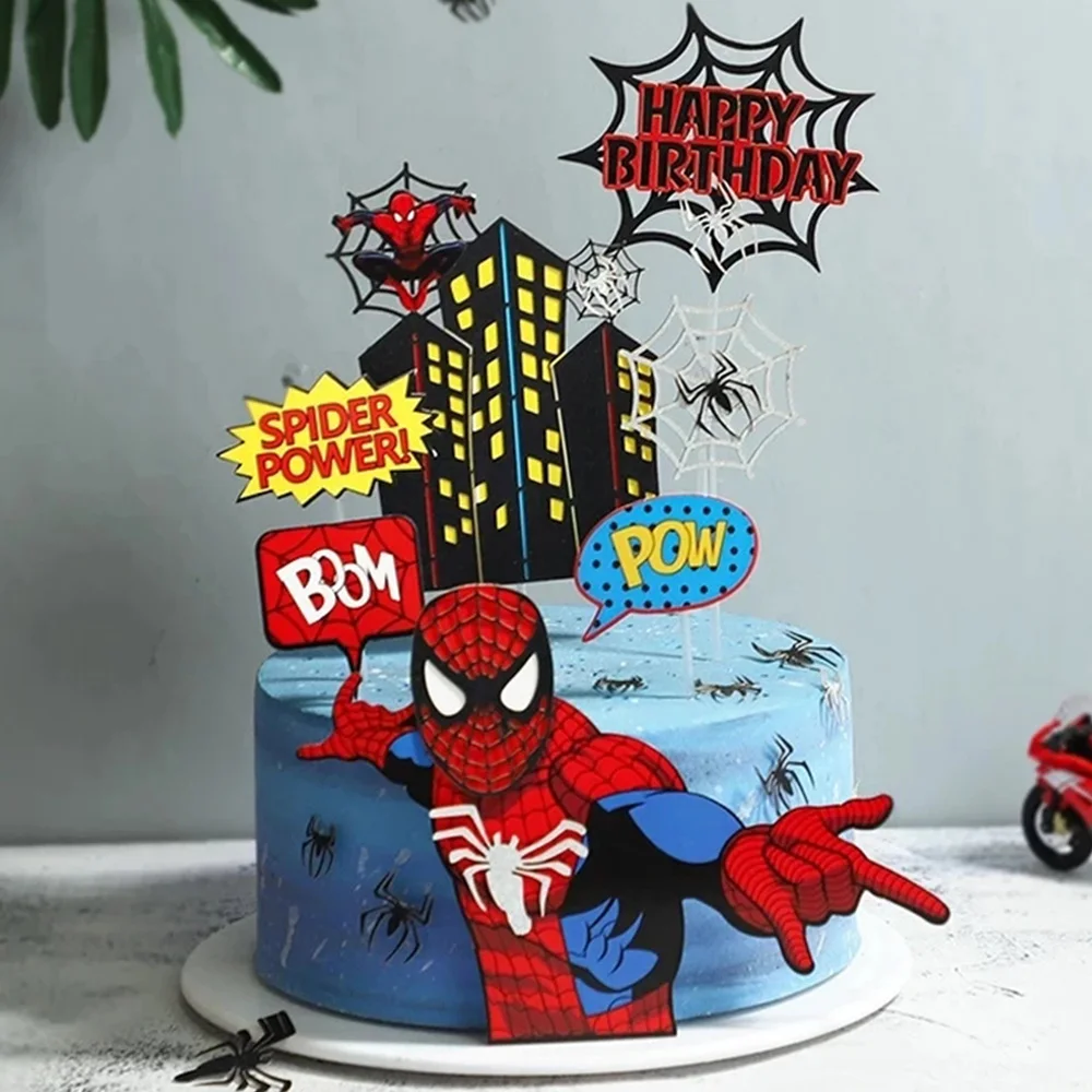 The Avenger Cake Decoration Super Hero Spiderman Hulk Cake Toppers CupCake for Kids Boys Birthday Party Baby Shower Supply Gifts Cake Decoration Toppers