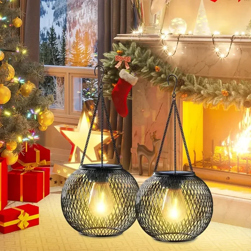 Waterproof Metal Solar Garden Lantern Outdoor Hanging Lamp