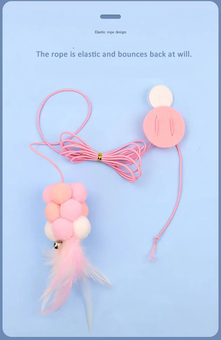 Funny Cat Toys Hanging Retractable Elastic Rope Swing Hanging Door Windows Interactive Toys Playing Indoors - PeticaDeals