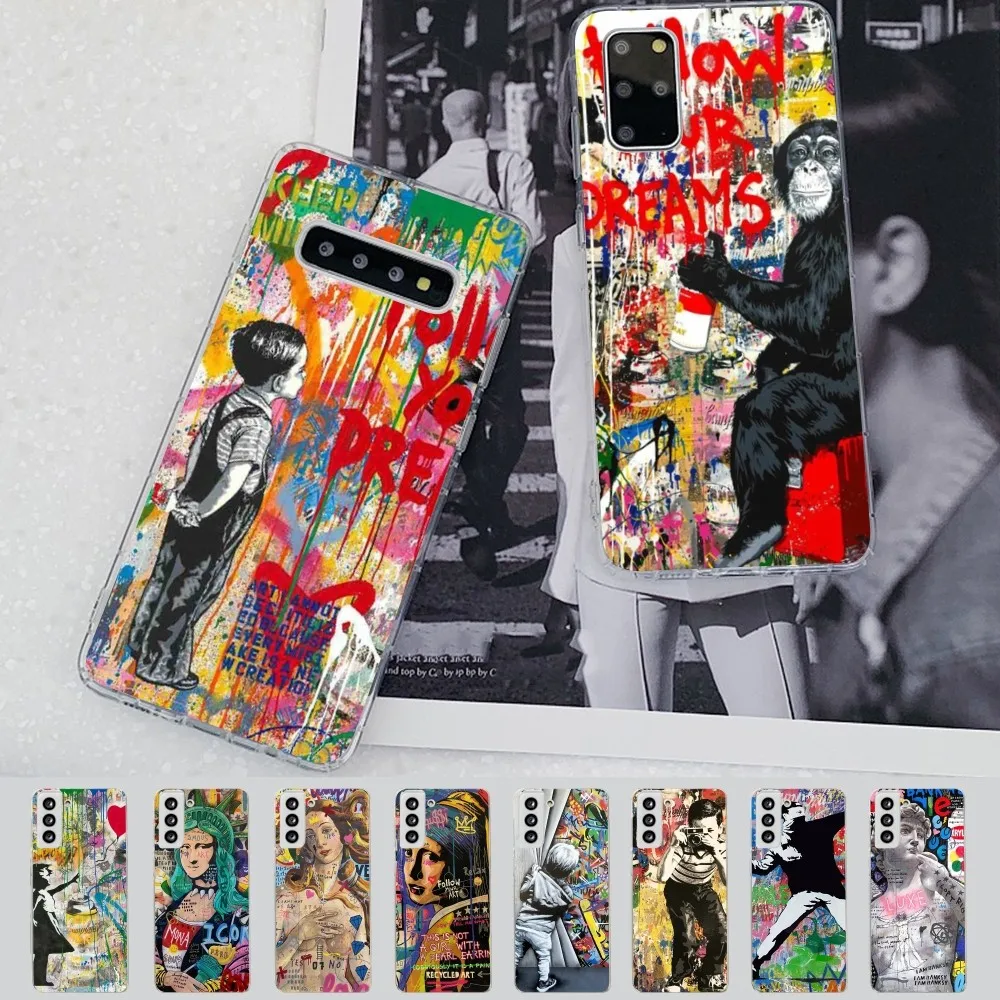Custodia Per Telefono Astratta Banksy Graffiti Art Per Samsung S21 A10 Per Redmi Note 7 9 Per Huawei P30Pro Honor 8X 10I Cover