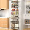 Moforoco 8-Tier Over The Door Pantry Organizer Pantry Organization and Storage Black Hanging Basket Wall Spice Rack Seasoning 1