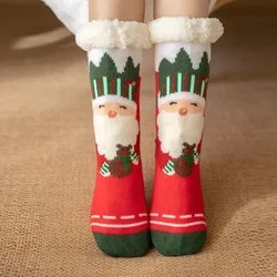 Cozy Women's Fuzzy Plush Winter Slipper Socks - Non-Slip, Warm, and Fluffy with Cute Cartoon Design - One Size (Santa Claus Classic)