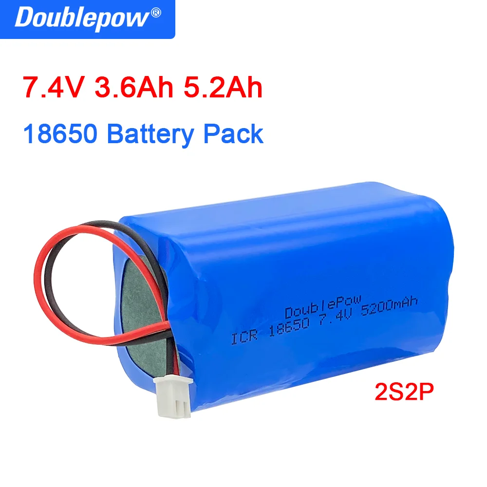 Original Doublepow 18650 lithium battery  7.4v 3600/5200mAh rechargeable battery packs megaphone speaker  protection board