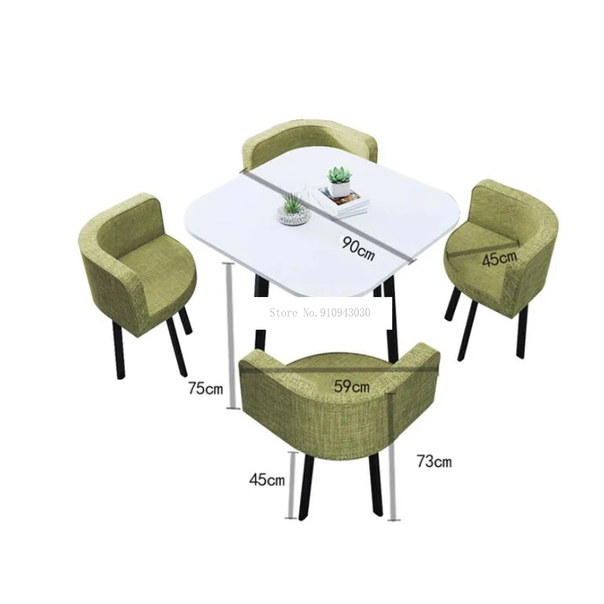 90CM 4 Person Coffee Table With chair Combination Negotiation Reception Table Set Drinking Shop Leisure Round/Square Tea