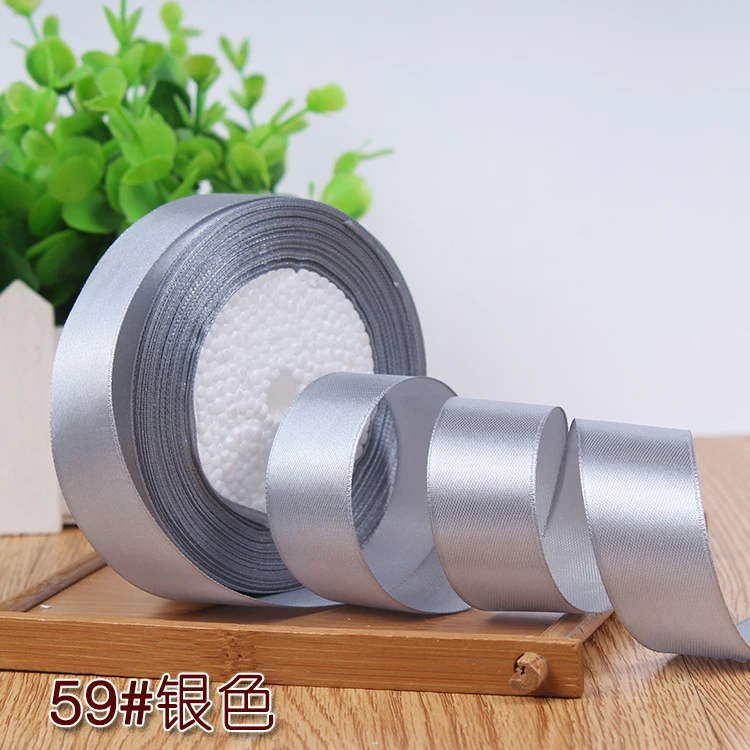 Elegant Silver Gray Satin Ribbon - 22 Meters for Gift Wrapping and Special Occasions