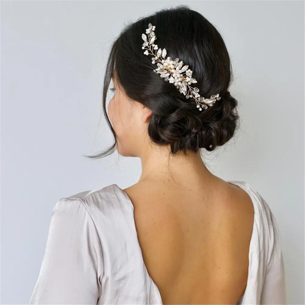 Crystal Wedding Bridal Hair Jewelry For Party Women Handmade Tiara Headpiece Pearls Crystal Hair Combs Hairbands Accessorie
