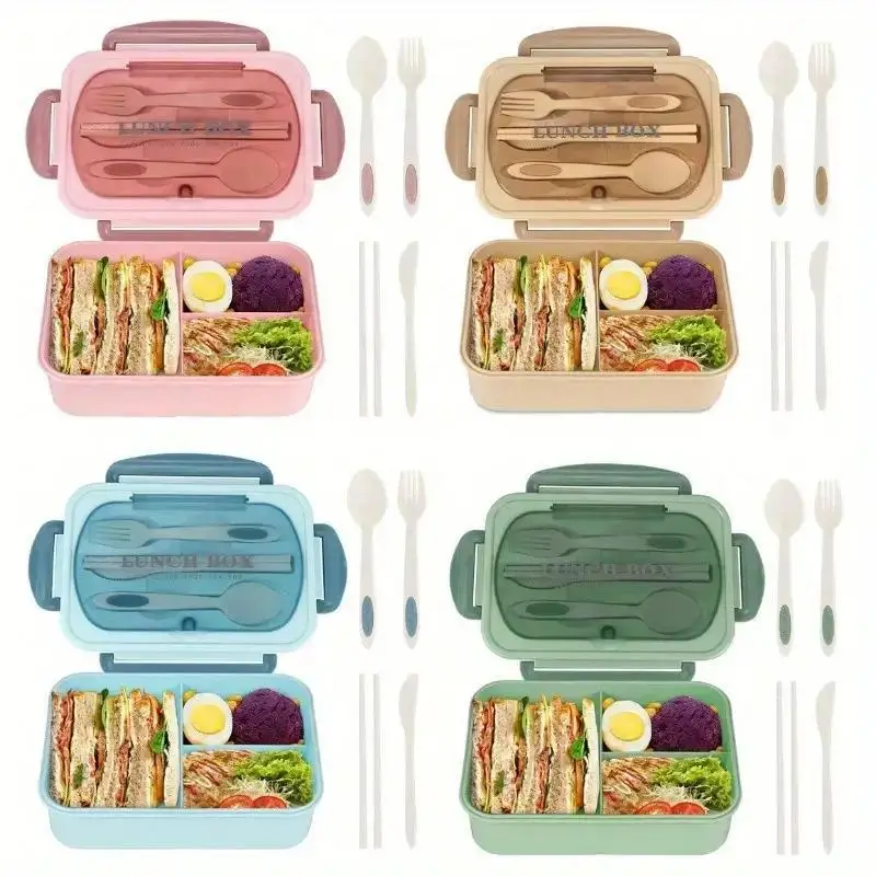 Leak Proof Square Lunch Box with Utensils