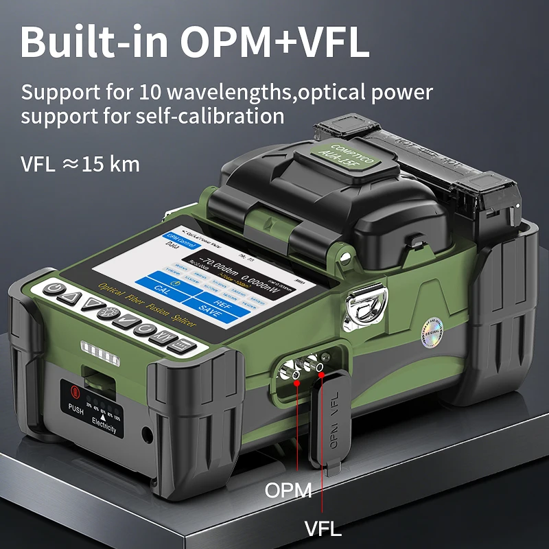 COMPTYCO AUA-15F/L-70C 미니 광섬유 융착접속기 터치스크린 6모터 FTTH 광섬유 융착기 내장 OPM VFL