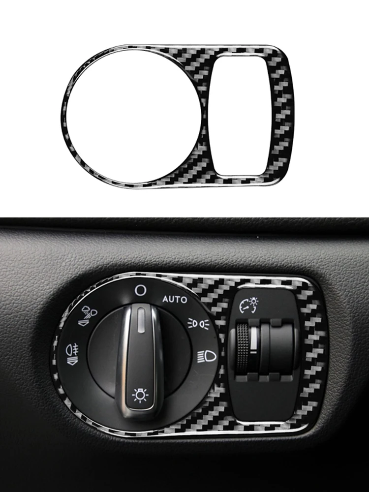 아우디 Q3 8U 2013-2018 탄소 섬유 인테리어 자동차 헤드라이트 스위치 버튼 프레임 스티커 커버 트림 데칼 액세서리 Voiture