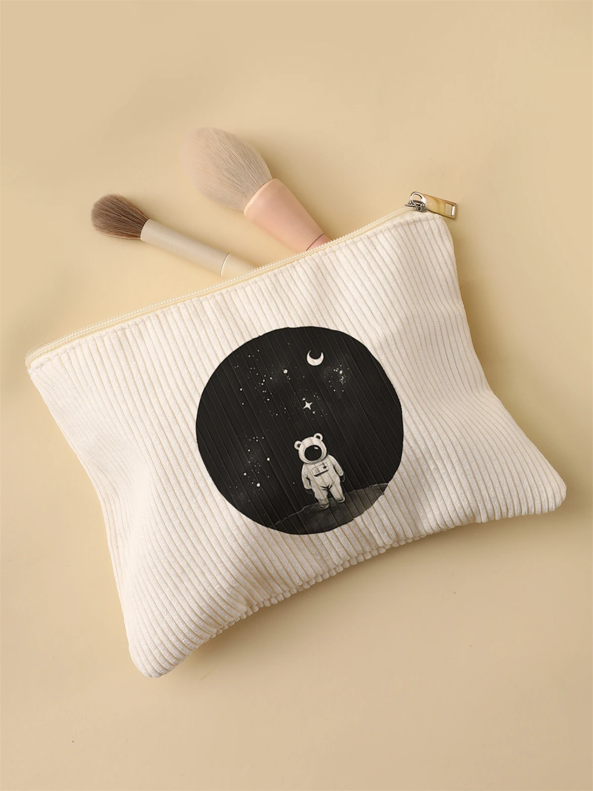 Corduroy Travel Cosmetic Bag Portable Makeup Storage Bag Purses Women Large Capacity Zipper Make Up Organizer Storage Clutch