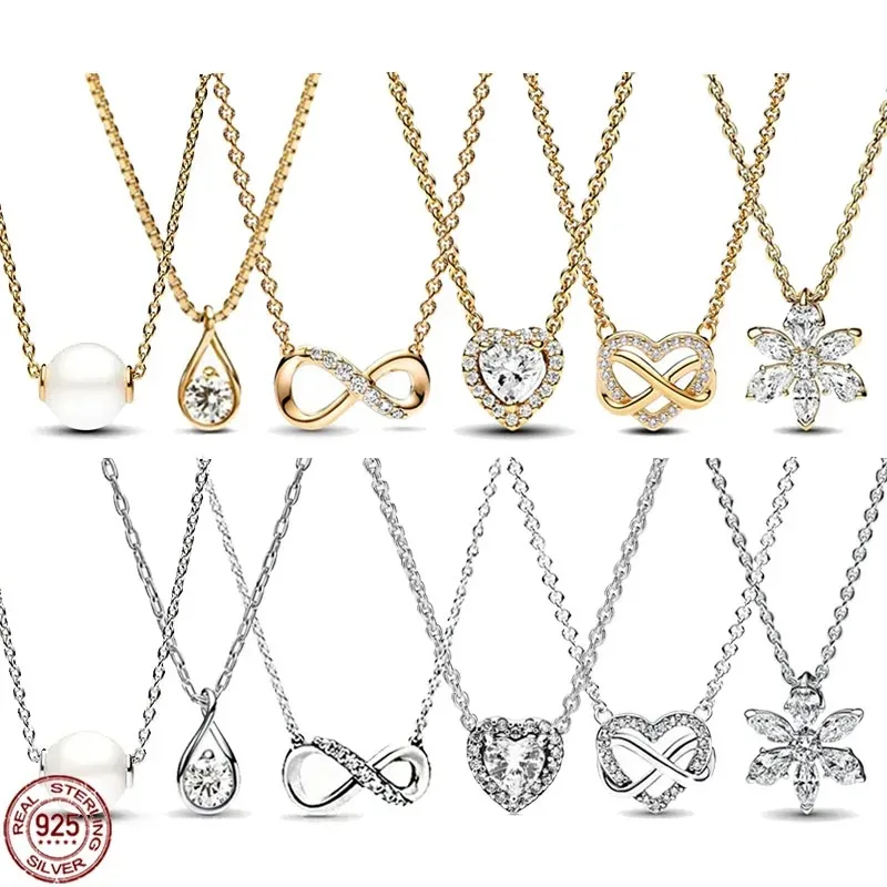 

Classic 925 sterling silver charm heart-shaped snowflake pearl collarbone pendant necklace for women's exquisite holiday gift