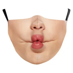 Humorous 3D Printed Big Mouth Face Mask for Adults - Washable Halloween Cosplay Party Accessory (Mask 7)