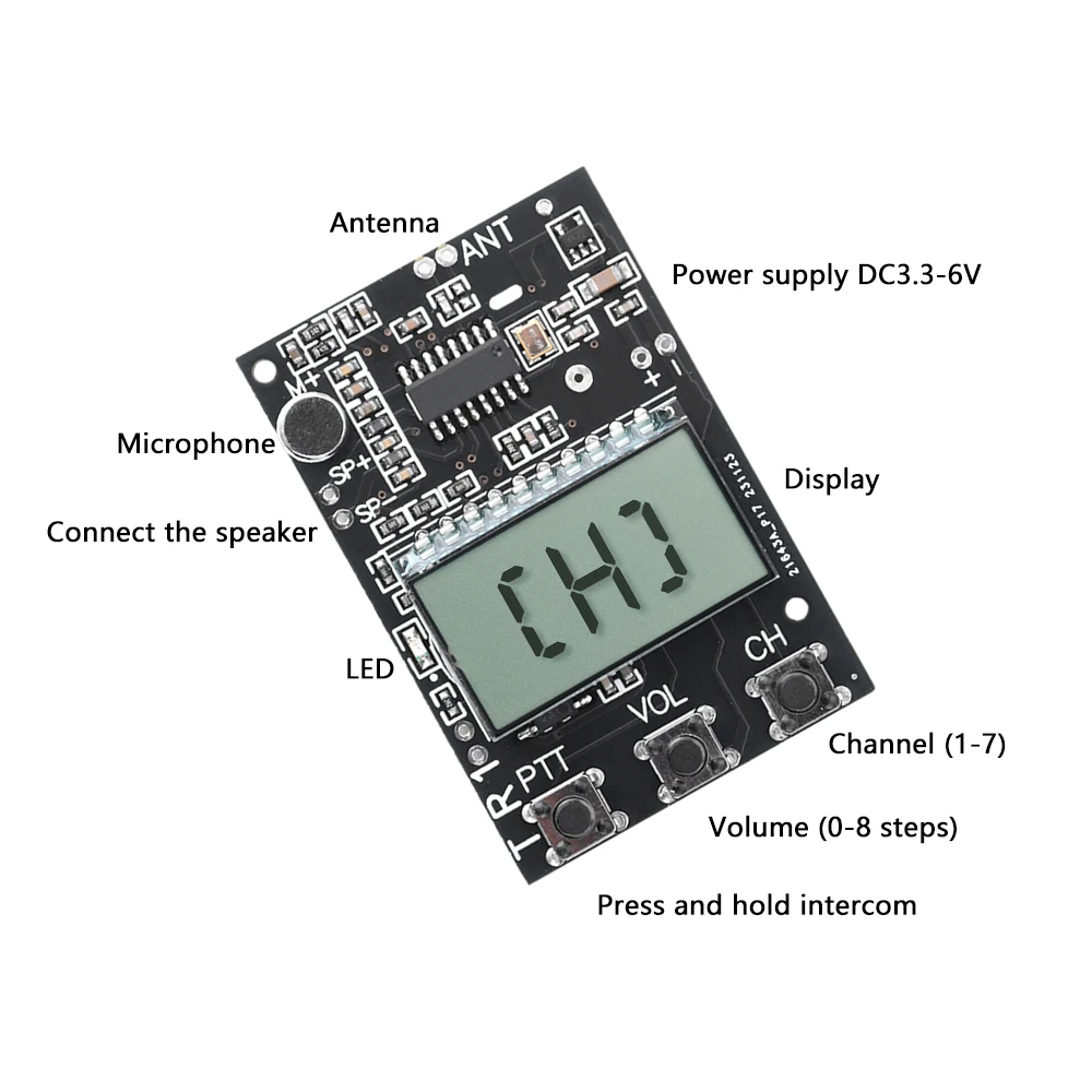 FM Walkie Talkie Circuit Board FM Receiver Board Multi-function Transmitter Receiver Module 7 Frequency 27-480MHz DC3.3-6V printed circuit board fm radio receiver