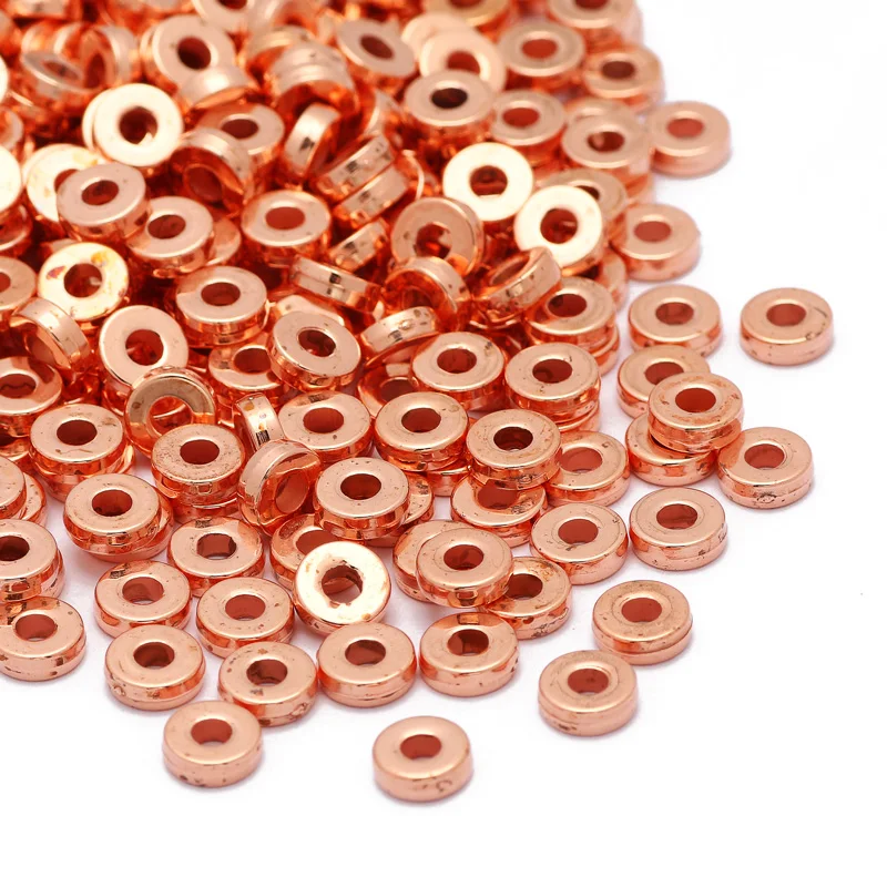 200 teile/los 6mm CCB Charm Spacer Perlen Rad Perle Flache Runde Lose Perlen Für DIY Schmuck Finden Liefert Zubehör – Detail 3