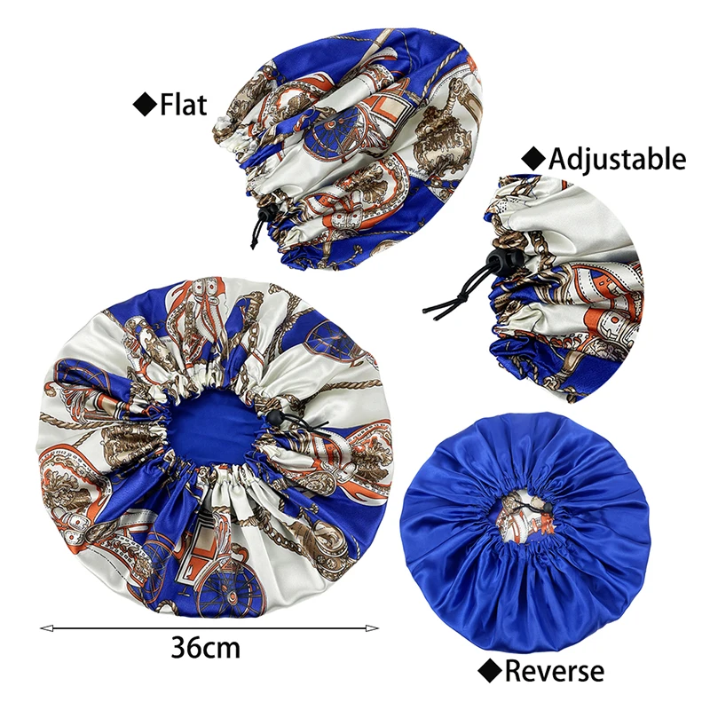 Europe and America Bonnet Women Night Sleep Cap Satin Lining Soft Extra Large Head Wear Lady Headwrap Hair Care Hat Wholesale 5