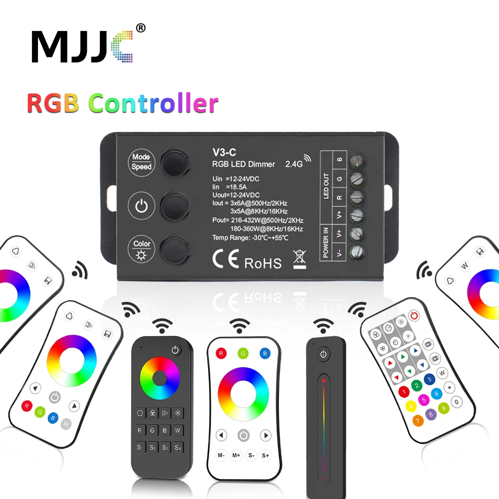 12-24V 3CH 6A RGB Controller 3-Button Switch RF Wireless Remote Control PWM Frequency Controler for 5050 2835 FCOB RGB LED Strip 12 24v 3ch 6a rgb controller 3 button switch rf wireless remote control pwm frequency controler for 5050 2835 fcob rgb led strip