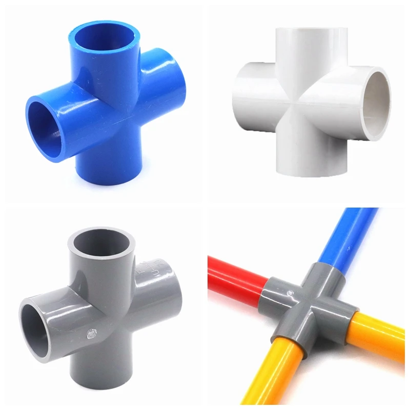 5pcs Pvc Pipe Connectors Plastic Tube Equal Cross Joints I.d 20110mm
