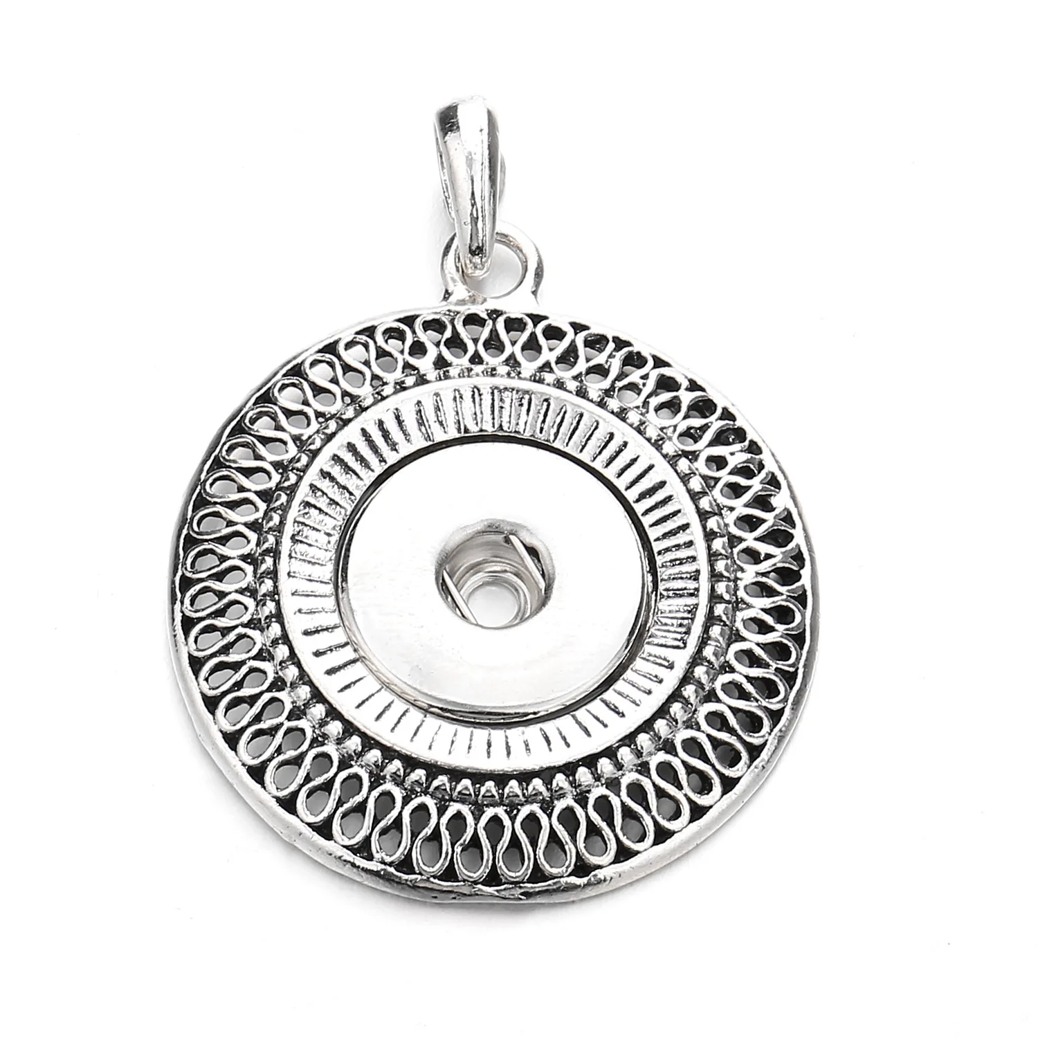 10pcs Vintage Style Hollow Out Round Snap Button Necklace  For Women Snaps Jewelry