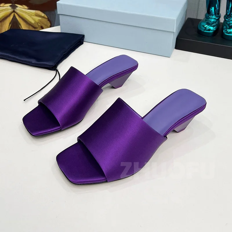 

Summer New Style Female Slippers Open Toe Square Toe Cap Solid Colors Upper Women Shoes Noble Elegant Ladies Slippers