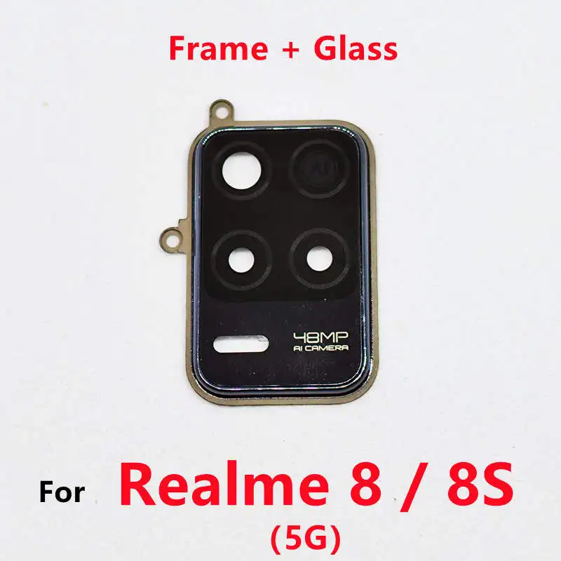 For Realme 5G 8S 5G Rear Back Camera Glass Lens With Cover Frame