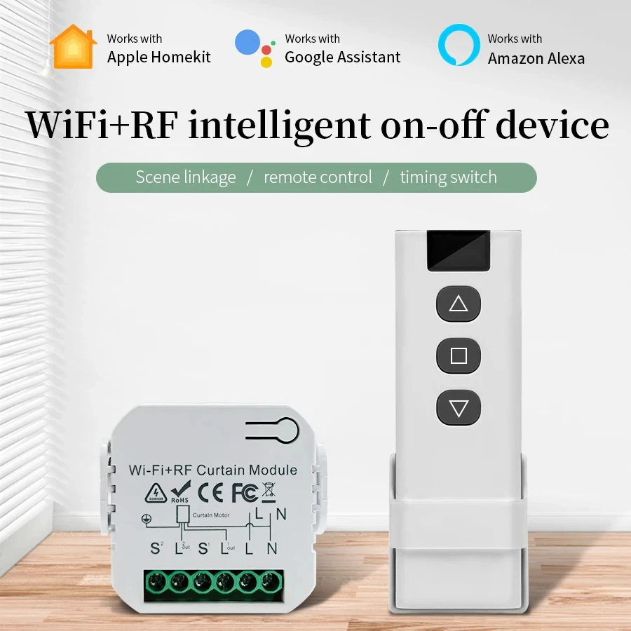 Tuya สมาร์ท WiFi ผ้าม่านสวิทช์ตาบอด Rolling Shutter RF433MHz รีโมทคอนโทรลสําหรับ Smart Life App สนับสนุน Google Home Alexa 1