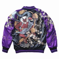 NEW Fujin vs Raijin Purple Men Boys Heavy Work Embroidered Sukajan Souvenir Jacket High Street High Quality Coats Autumn Spring 1