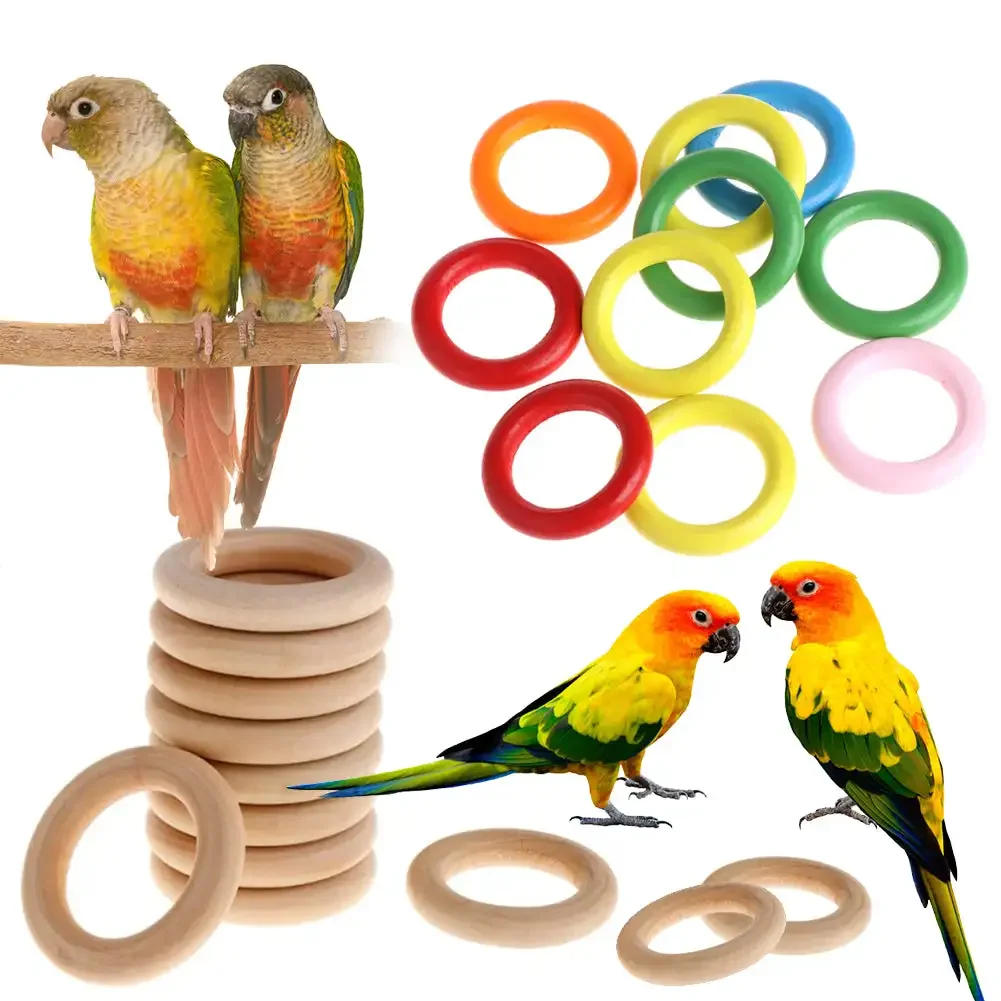 Pet Bird Parrot Intelligence Toys Natural Wooden Ring Parrot Training Toy Chew Bite Toys for Budgies Parakeet Bird Supplies 2