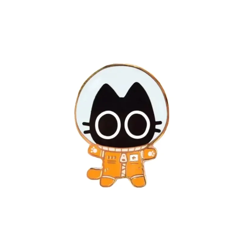 Cute Astro Scuedy Black Cat Hard Smalto Pin Kawaii Animal Badge Spilla Per Gioielli Accessori Regali All'Ingrosso