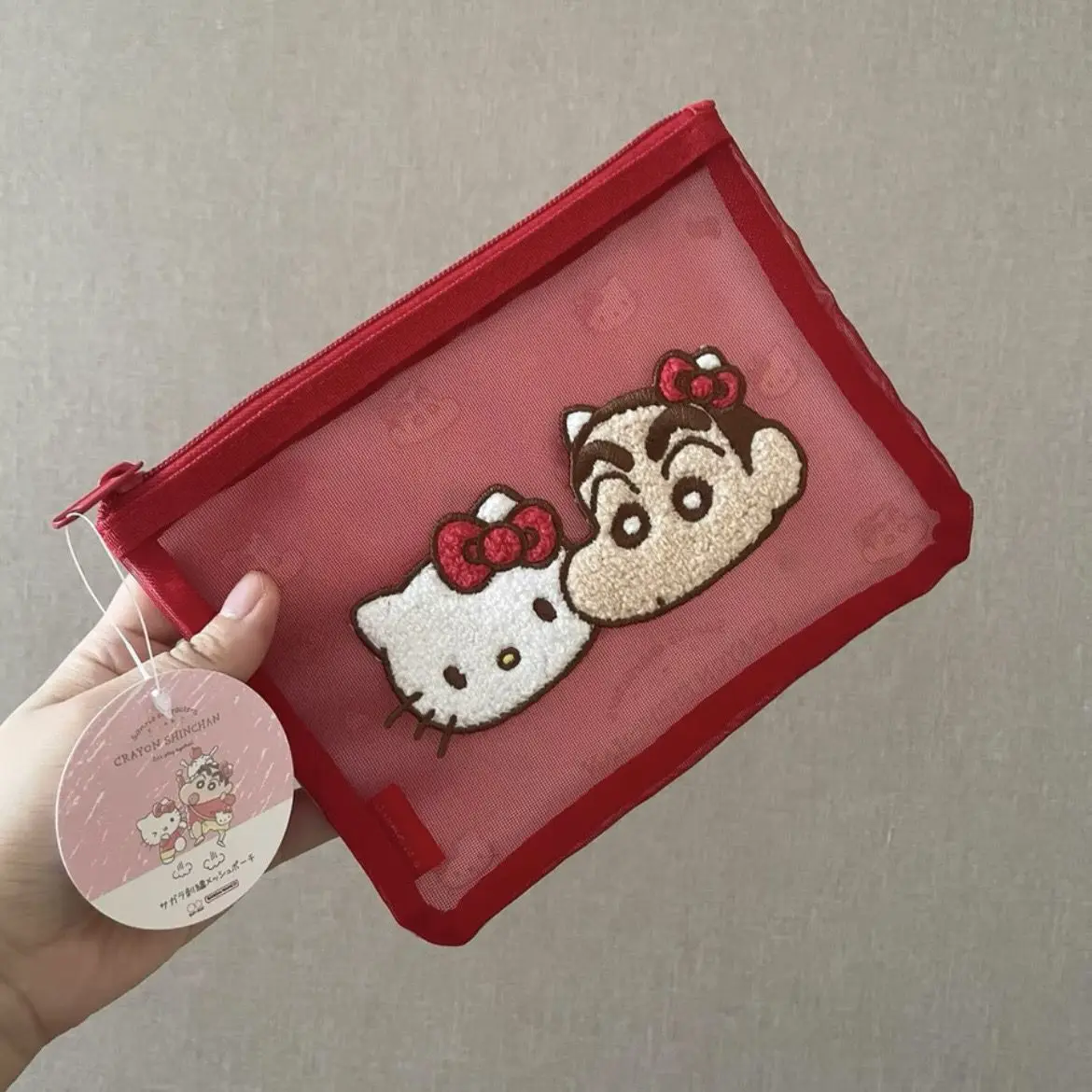 

Hello Kitty Sanrio Plush Kawaii Cartoon Cute Mesh Pvc Patchwork Storage Bag Anime Plush Toys for Girls Kids Toys Birthday Gift