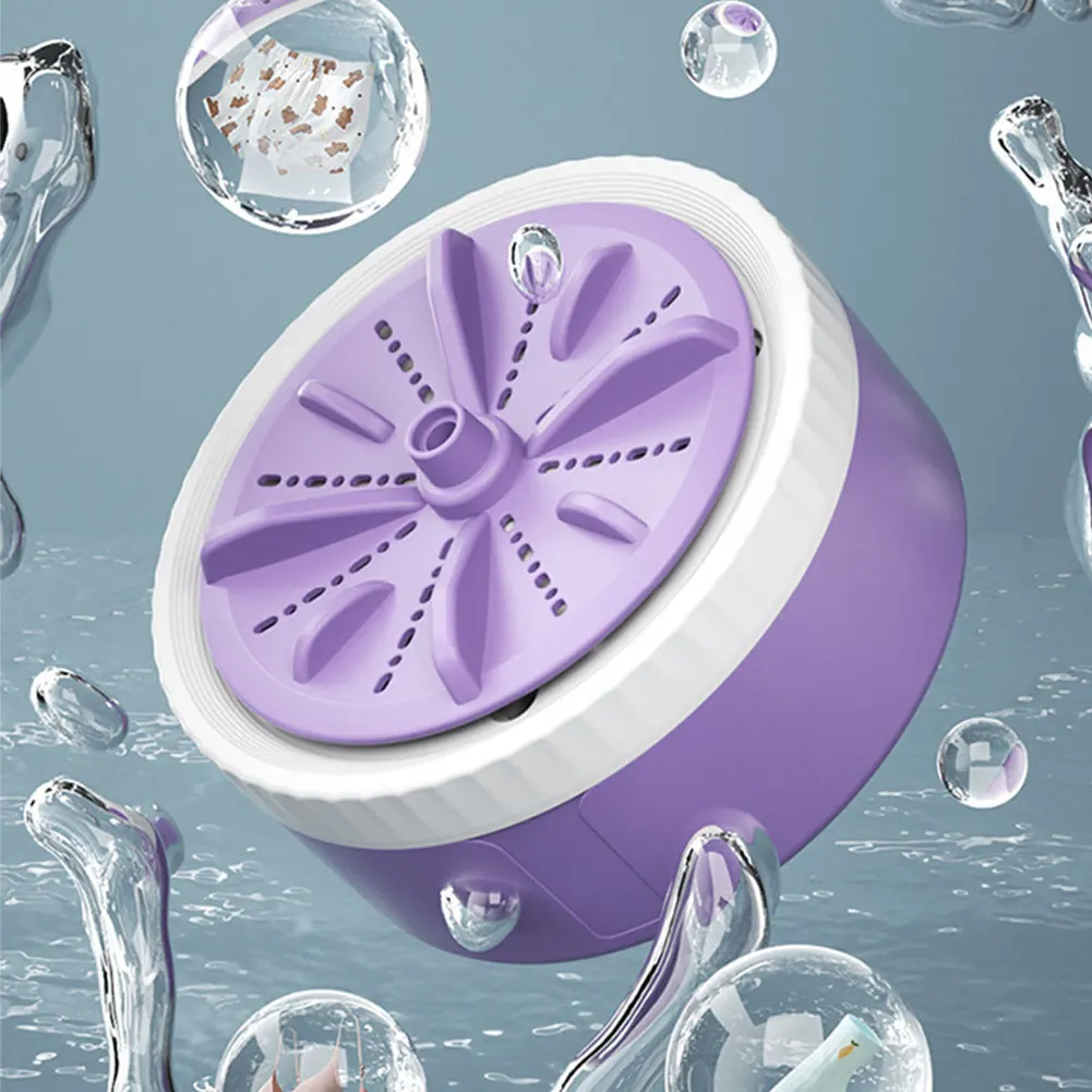 Automatic Clothes Washing Machine USB Rechargeable Turbine Washing Machine Portable Lightweight for Travel Trip Apartment