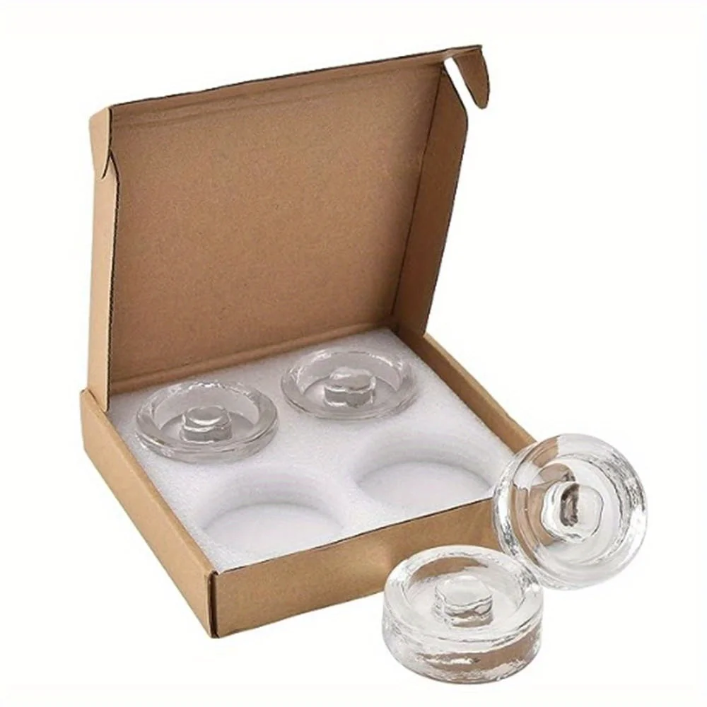 Glass Fermentation Weights with Handle for Wide Mouth Mason Jars Non-Porous Recyclable Durable 4-Pack