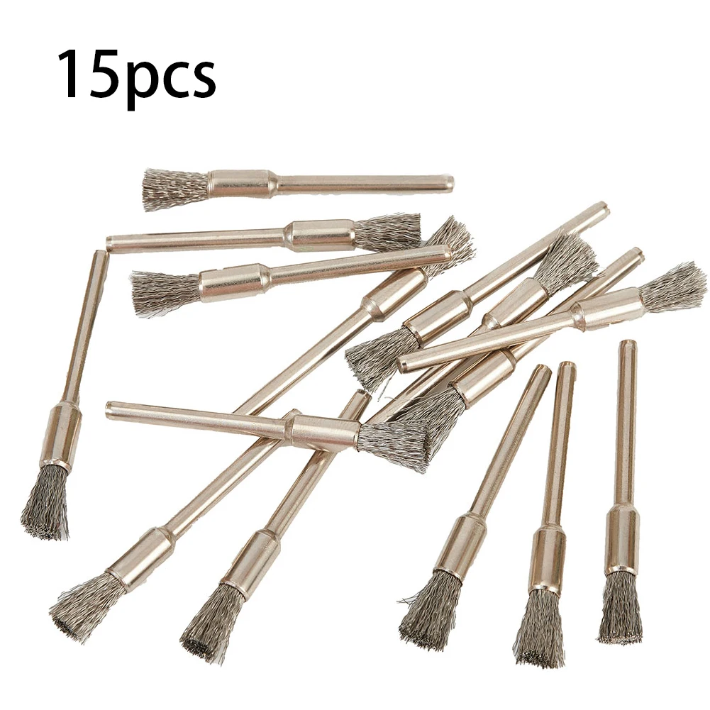 15Pcs Stainless Steel Brush Steel Wire Wheels Brushes Drill Rotary Tools Polishing Dremel Rotary Tools Metal Rust Removal Brush